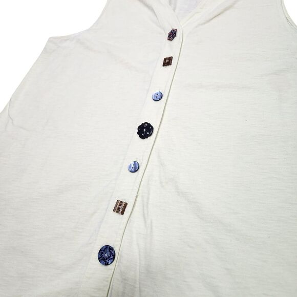 Soft Surroundings Danielle Button Tank Tunic Cotton Slub Yellow‎ Green Flowy 1X - Picture 4 of 13